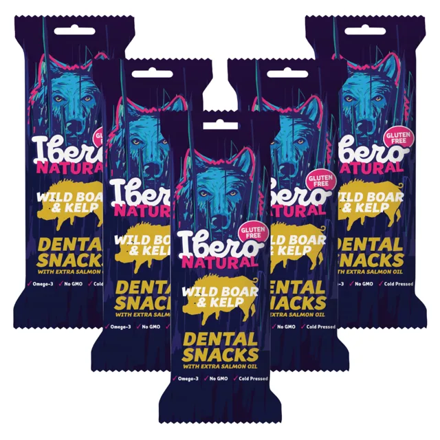 Ibero Dental Snacks Wild Boar &amp; Kelp - 5x M (3ks/70g)