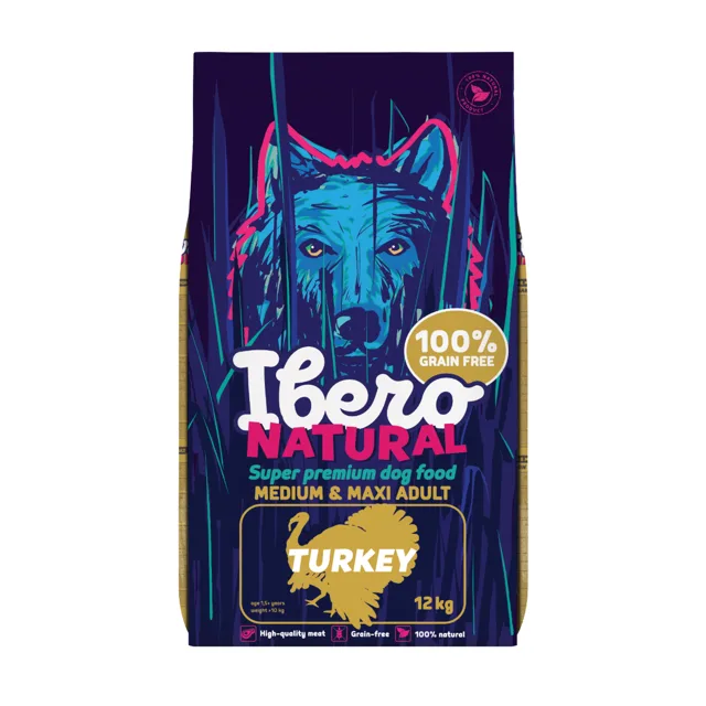 Ibero Grain Free Dog Medium &amp; Maxi Adult Turkey - 12 kg