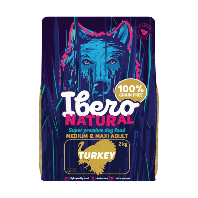 Ibero Grain Free Dog Medium &amp; Maxi Adult Turkey - 2 kg