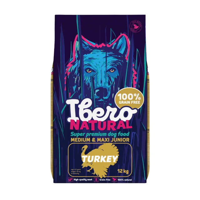 Ibero Grain Free Dog Medium &amp; Maxi Junior Turkey - 12 kg