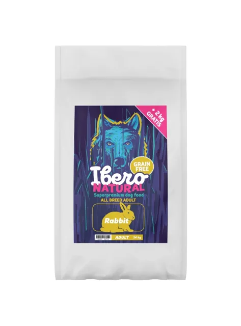 Ibero Grain Free Medium &amp; Maxi Adult Rabbit  - 12+2kg GRATIS
