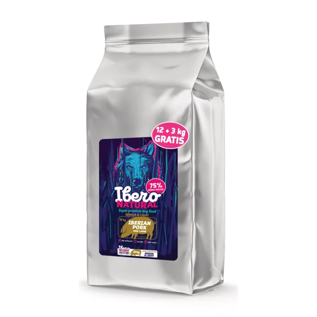 Ibero Natural Dog Senior&amp;Light - 12 + 3 kg GRATIS