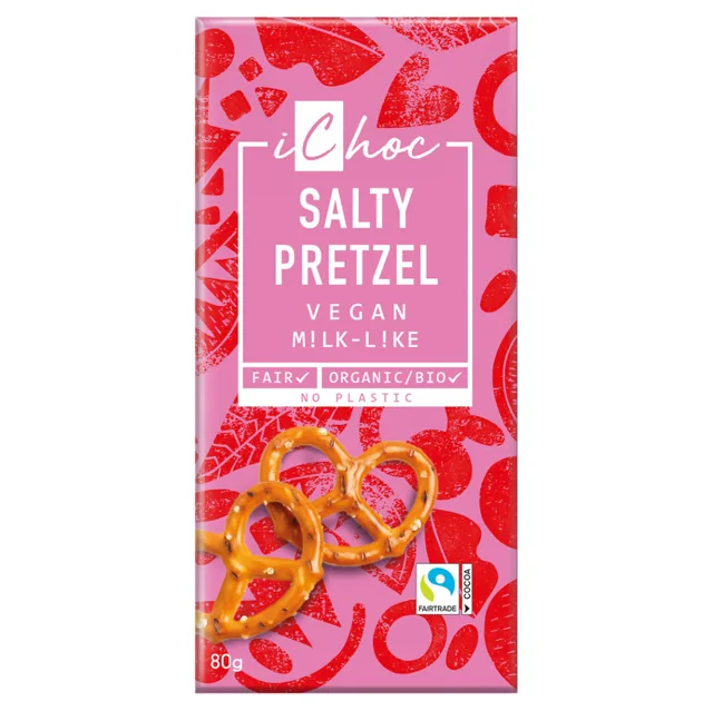 ICHOC Vegan čokoláda slaný preclík BIO 80 g