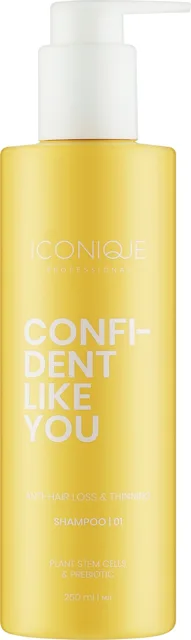 ICONIQUE Professional CONFIDENT LIKE YOU Anti-Hair Loss & Thinning šampón, 250 ml (poškozený aplikátor)
