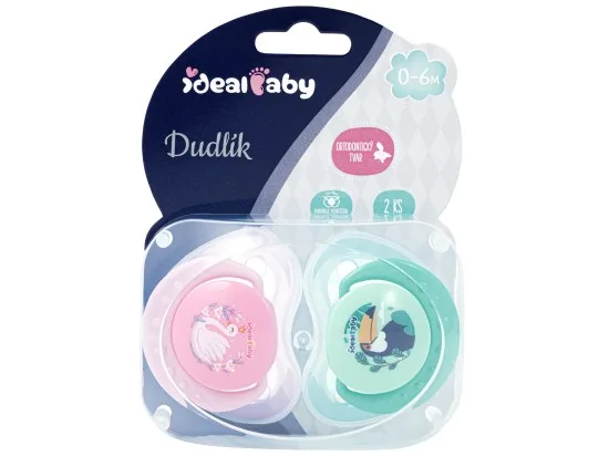 Ideal Baby dudlíky silikonové 0m+, vel. S, růžový+tyrkysový zelený 2 ks