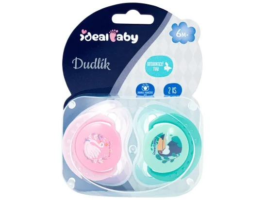 Ideal Baby dudlíky silikonové 6m+, vel. L, růžový+tyrkysový zelený 2 ks