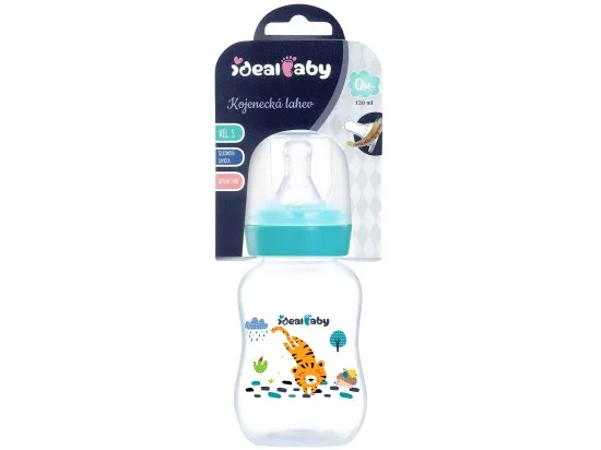 Ideal Baby kojenecká láhev se silikonovou savičkou 0m+, vel. S, modrá/azurově zelená 120 ml