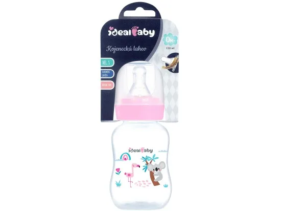 Ideal Baby kojenecká láhev se silikonovou savičkou 0m+, vel. S, růžová/tmavě růžová 120 ml
