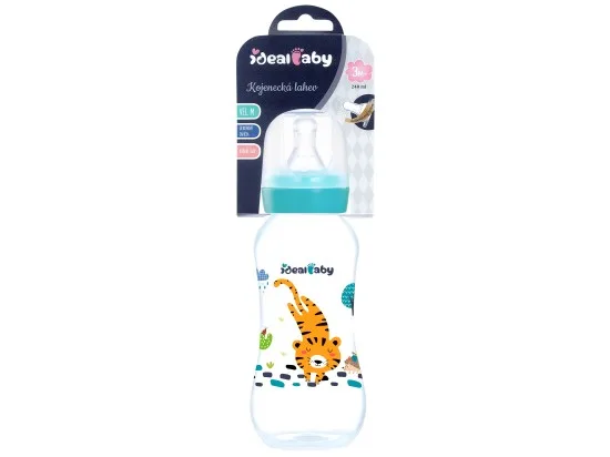 Ideal Baby kojenecká láhev se silikonovou savičkou 3m+, vel. M, modrá/azurově zelená 240 ml