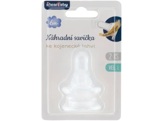 Ideal Baby Savičky silikonové ke kojenecké lahvi 6m+, vel. L, 2 ks