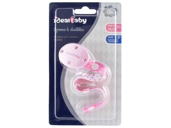 Ideal Baby spona k dudlíku 0m+ růžová