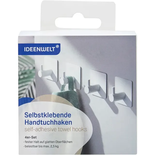 IDEENWELT Háčky do koupelny Bílé 4 ks