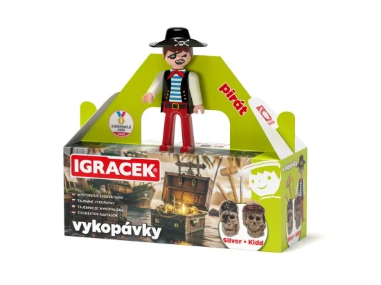Igráček pirát s lebkou Silvera a Kidda
