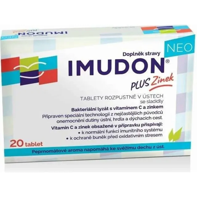 Imudon NEO +Zinek 20 tablet rozp.v ústech se sladidly