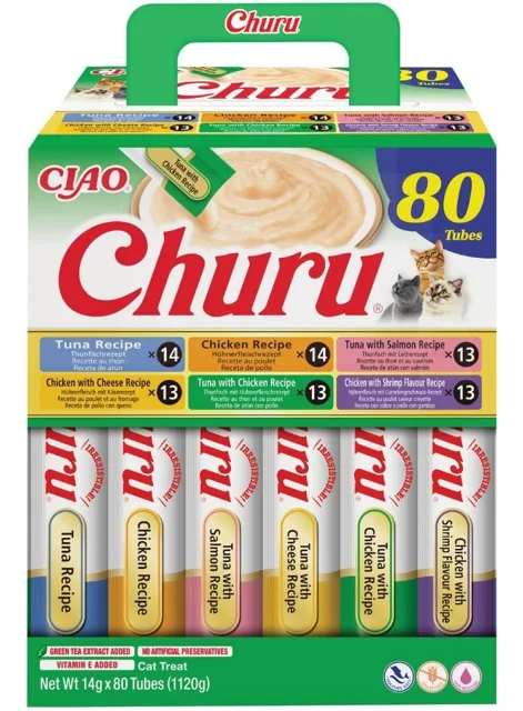 INABA Cat Churu Chicken and Tune Receipe 80x14g mix krémových pamlsků s kuřecím masem a tuňákem pro kočky