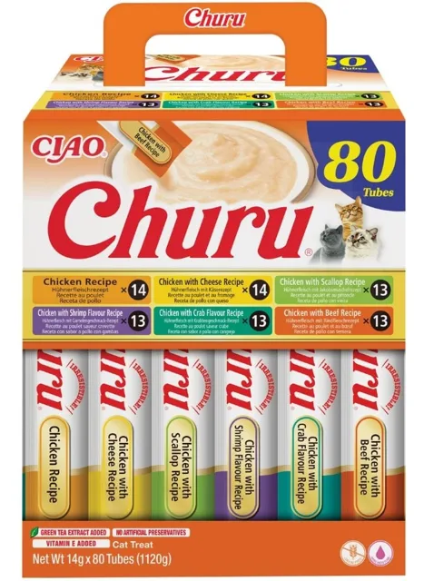 INABA Cat Churu Chicken Recipe 80x14g mix krémových pamlsků s kuřecím masem pro kočky