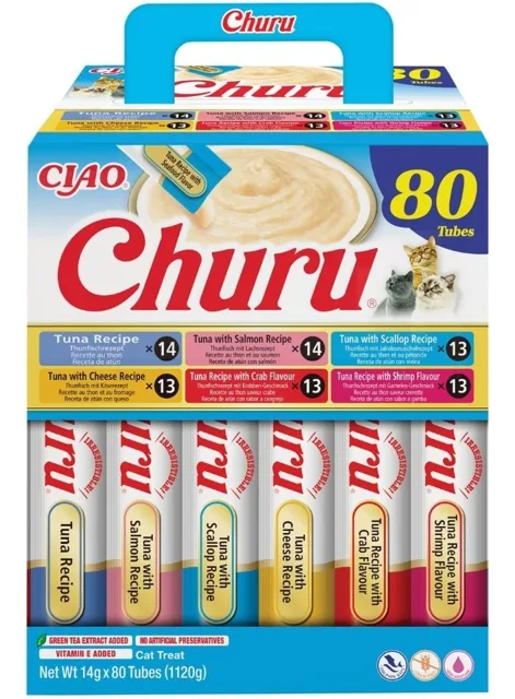 INABA Cat Churu Tuna Recipe 80x14g mix krémových pamlsků s tuňákem pro kočky