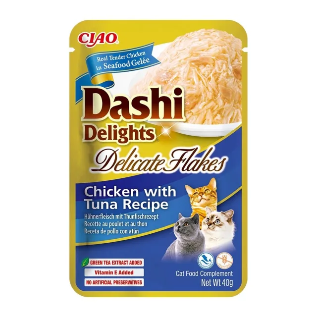 INABA Cat Dashi Delights Delicate Flakes Kuře a tuňák 40g