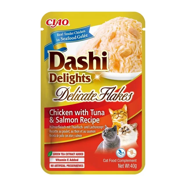 INABA Cat Dashi Delights Delicate Flakes Kuře, tuňák a losos 40g