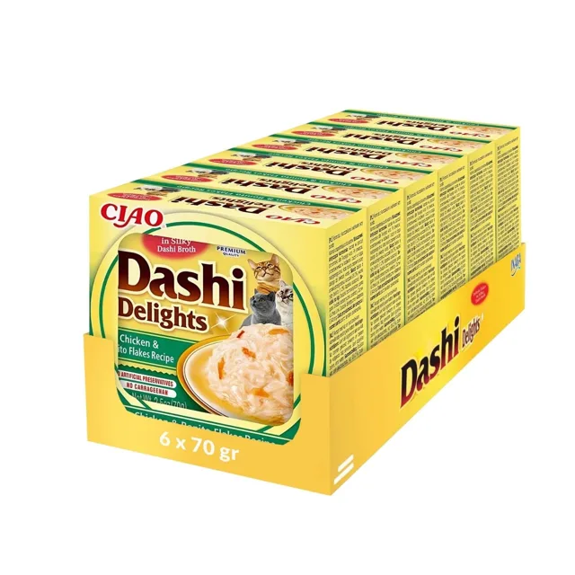 INABA Cat Dashi Delights kuře a tuňák Bonito 6x70 g