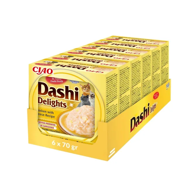 INABA Cat Dashi Delights kuřecí a sýr 6x70 g