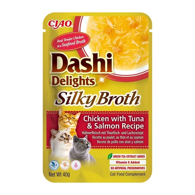 INABA Cat Dashi Delights Silky Broth Kuře, tuňák a losos 40g