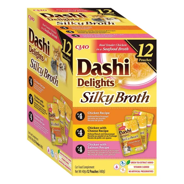 INABA Cat Dashi Delights Silky Broth Mix příchutí s kuřecím masem 12x40 g