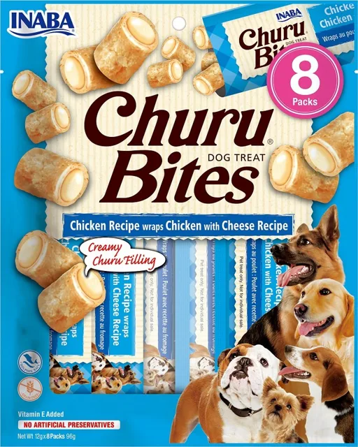 INABA Churu Bite Chicken 8x12g wrapy s kuřecím masem a sýrem pro psy