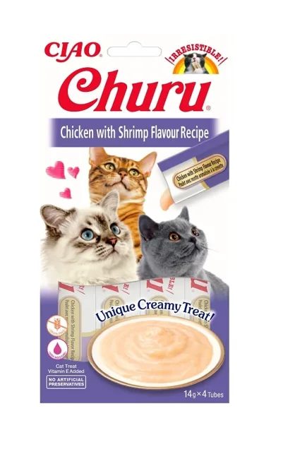 INABA Churu Cat Kuře s krevetami 4x14g