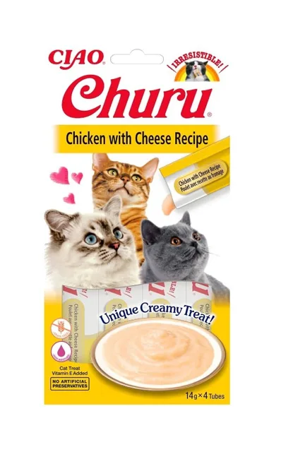 INABA Churu Cat Kuře se sýrem 4x14g
