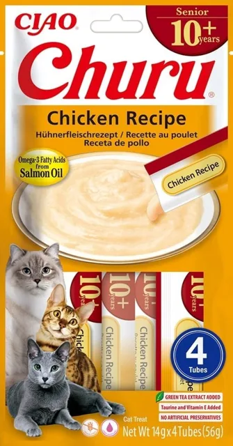 INABA Churu Cat Senior Chicken 4x14g krémová pochoutka pro starší kočky s příchutí kuřete