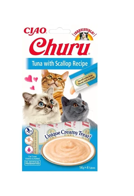 INABA Churu Cat Tuna with Scallop 4x14g