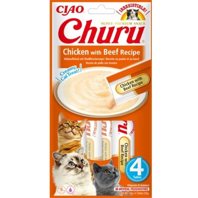 INABA Churu Chicken with beef 4x14g s kuřecím a hovězím masem