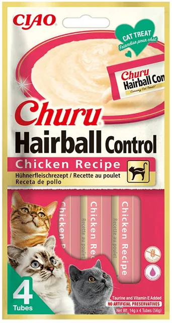 INABA Churu Hairball Chicken 4x14 g odčervovací pamlsek s kuřecím masem