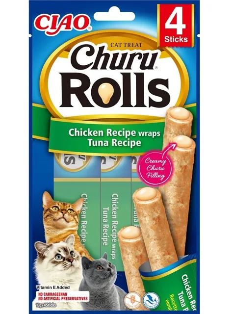 INABA Churu Rolls Chicken 4x10g s kuřecím masem a tuňákem