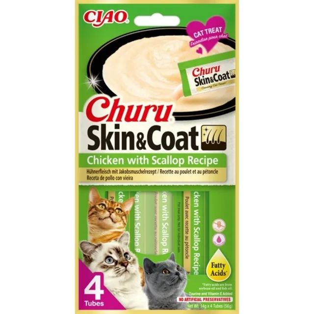 INABA Churu Skin&amp;Coat 4x14g s kuřecím masem