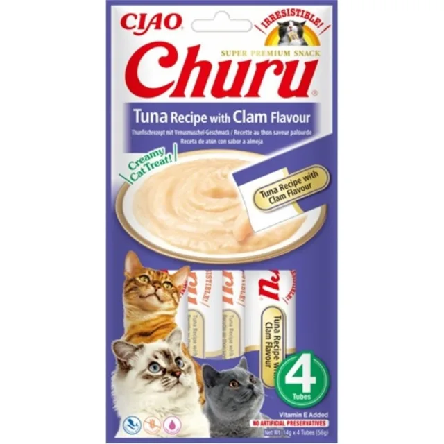 INABA Churu Tuna with clam flavour 4x14g s tuňákem a škeblemi