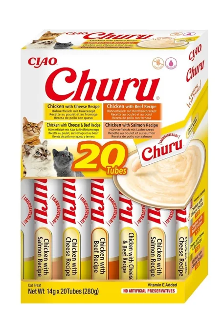 INABA Churu Variety Chicken&amp;Beef kuřecí a hovězí maso pro kočky multibox 20x14 g (280 g)