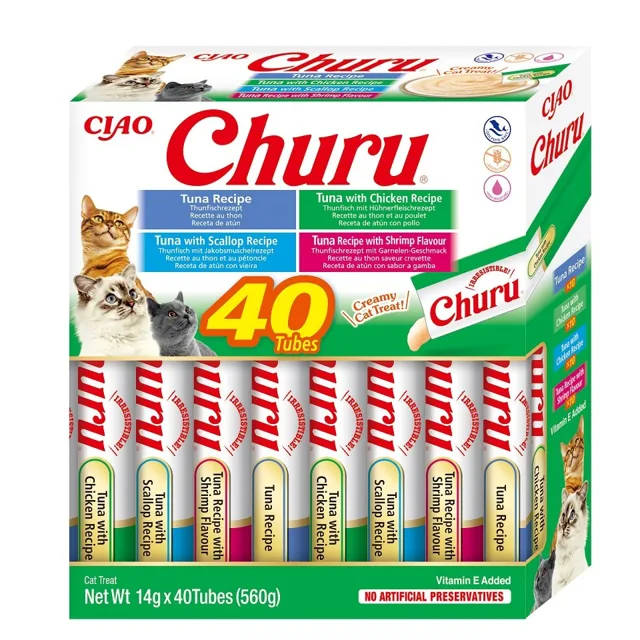 INABA Churu Variety Seafood mořské plody pro kočky multibox 40x14 g (560 g)
