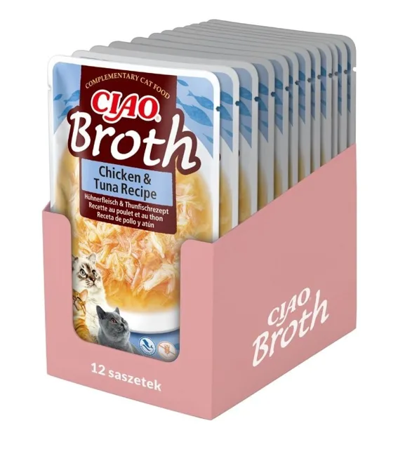 INABA CIAO Broth Vývar Kuřecí a tuňákový vývar pro kočky 12x40g