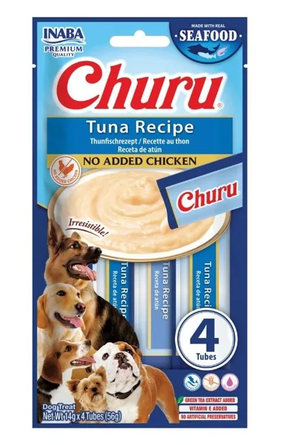 INABA Dog Churu Fish Based Tuna Recipe 4x14g krémové pamlsky s tuňákem pro psy