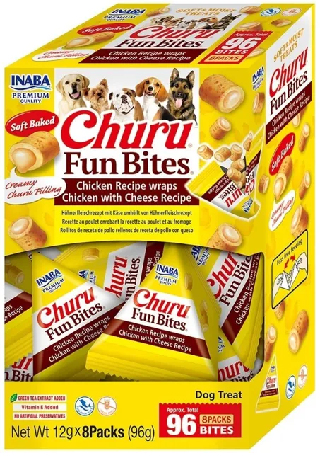 INABA Dog Churu Fun Bites Chicken with Cheese 8x12g wrapy s kuřecím masem a sýrem pro psy