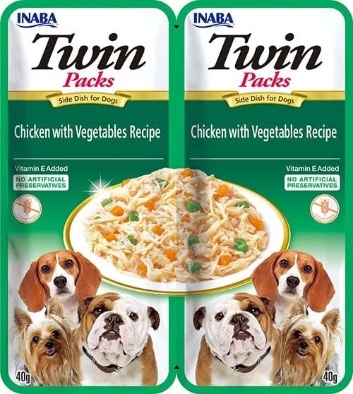 INABA Dog Twin Kuřecí maso, zelenina ve vývaru pro psy 2x40 g