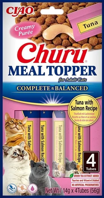 INABA Meal Topper Tuna Salmon 4x14 g krémový doplněk stravy s tuňákem a lososem pro kočky