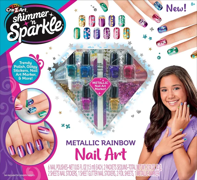 ine Sada na zdobení nehtů Shimmer 'n Sparkle Metallic Rainbow pro děti od 8 let