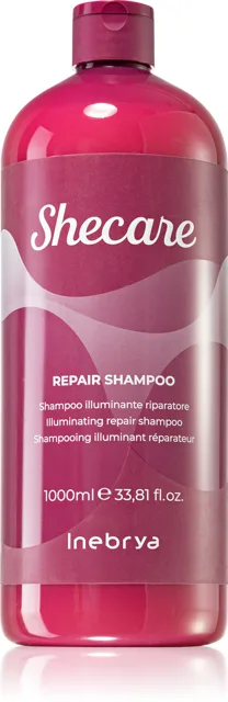 Inebrya Shecare Repair Shampoo rozjasňující šampon pro poškozené vlasy, 1000 ml, poškozený aplikátor