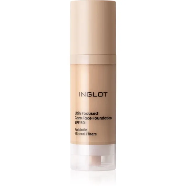 Inglot Skin Focused Care Face Foundation SPF 50 krycí make-up SPF 50 odstín 305 Peachy Beige 30 ml