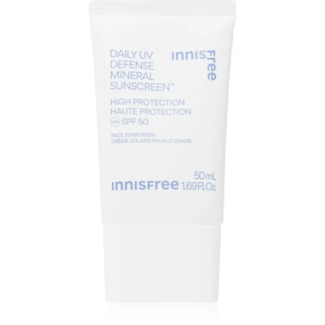innisfree Daily UV Defense Mineral Sunscreen minerální ochranný fluid na obličej SPF 50 50 ml