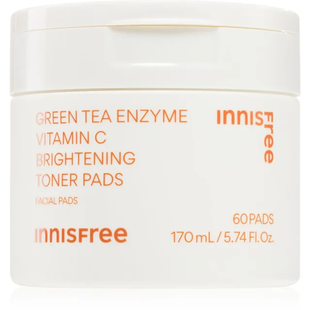 innisfree Green Tea Vitamin C Brightening Toner Pads tonizační polštářky pro rozjasnění a hydrataci 60 ks