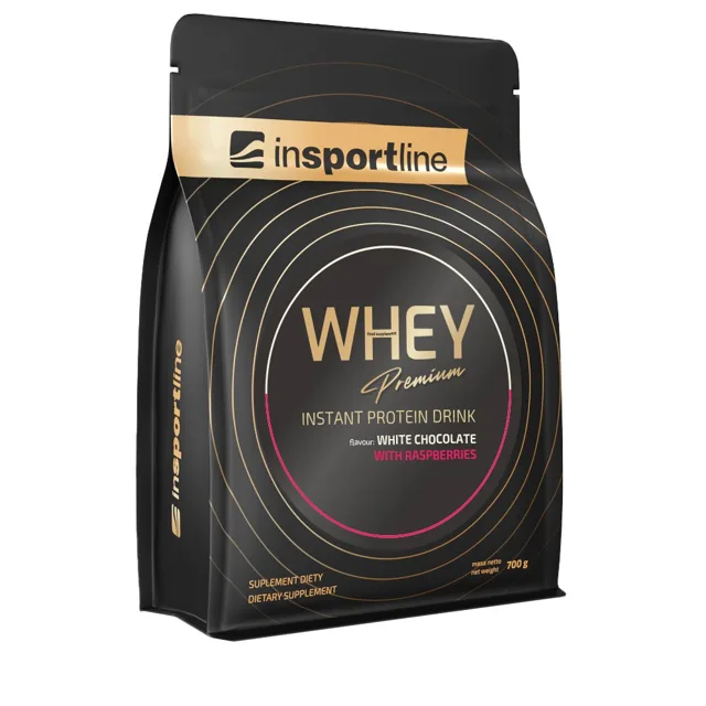 inSPORTline Protein WHEY Premium 700g bílá čokoláda s malinami